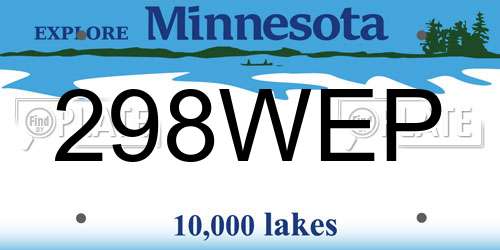 298WEP Minnesota License Plate