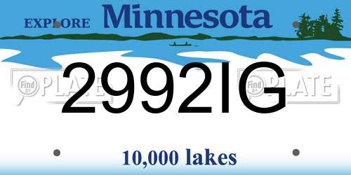 2992IG Minnesota License Plate