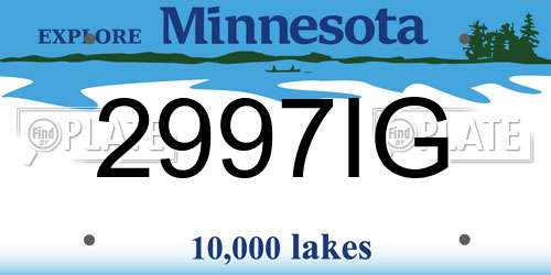 2997IG Minnesota License Plate