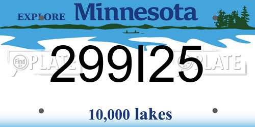 299I25 Minnesota License Plate