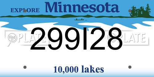 299I28 Minnesota License Plate