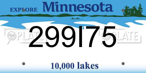 299I75 Minnesota License Plate