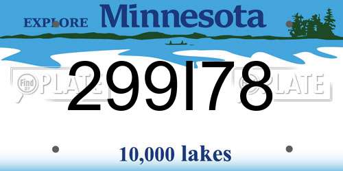 299I78 Minnesota License Plate