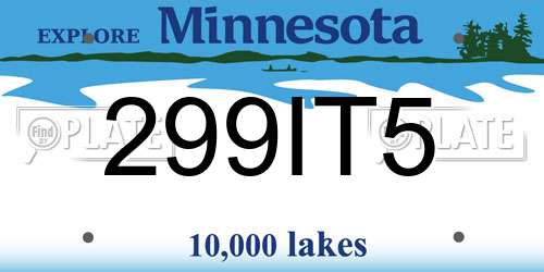 299IT5 Minnesota License Plate