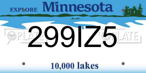 299IZ5 Minnesota License Plate