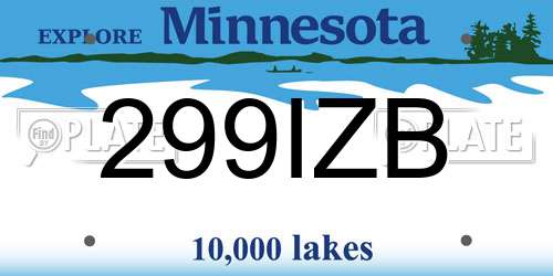 299IZB Minnesota License Plate