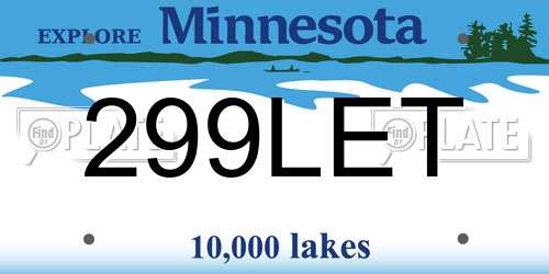 299LET Minnesota License Plate