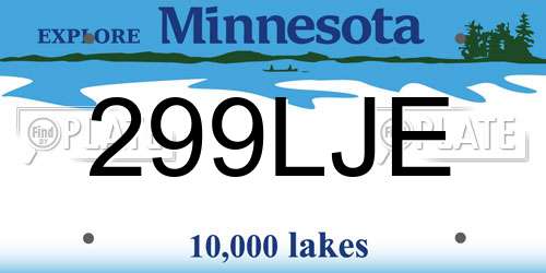 299LJE Minnesota License Plate