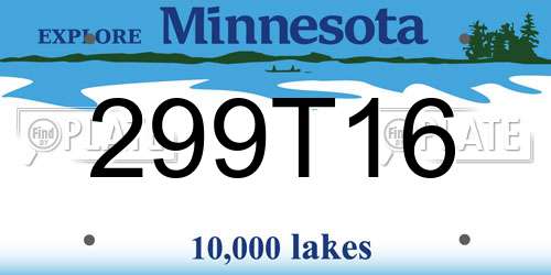 299T16 Minnesota License Plate
