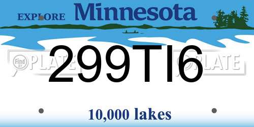 299TI6 Minnesota License Plate