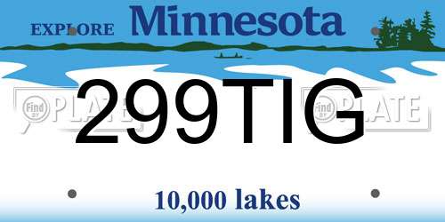 299TIG Minnesota License Plate
