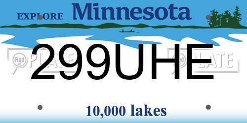 299UHE Minnesota License Plate