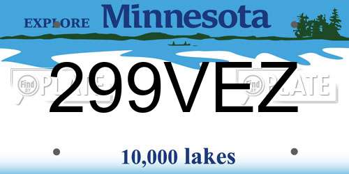 299VEZ Minnesota License Plate