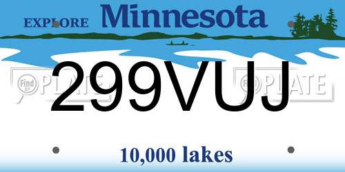299VUJ Minnesota License Plate
