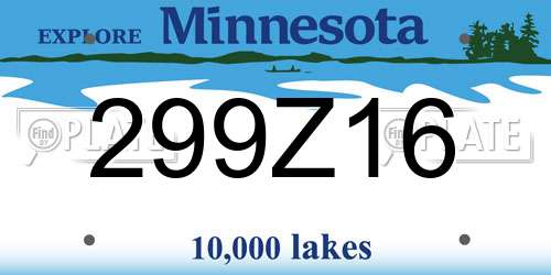 299Z16 Minnesota License Plate