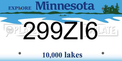 299ZI6 Minnesota License Plate