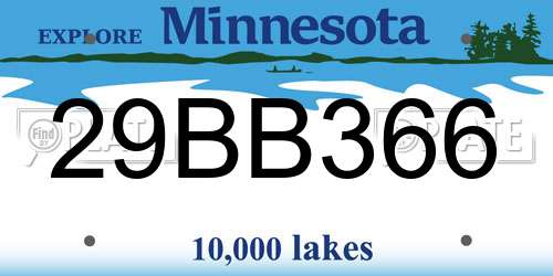 29BB366 Minnesota License Plate