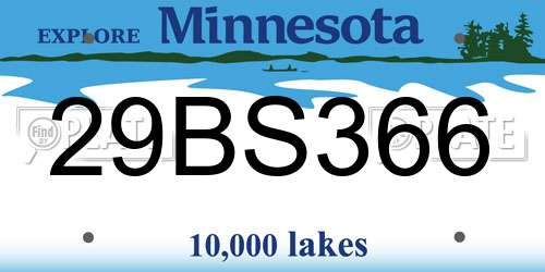29BS366 Minnesota License Plate