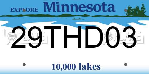 29THD03 Minnesota License Plate