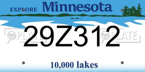 29Z312 Minnesota License Plate