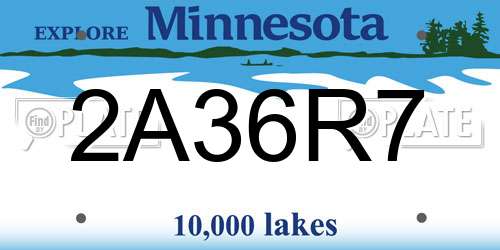 2A36R7 Minnesota License Plate