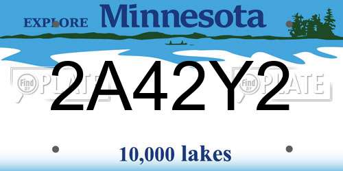 2A42Y2 Minnesota License Plate