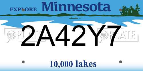 2A42Y7 Minnesota License Plate