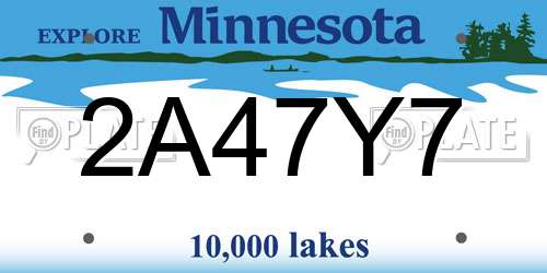 2A47Y7 Minnesota License Plate