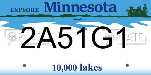 2A51G1 Minnesota License Plate
