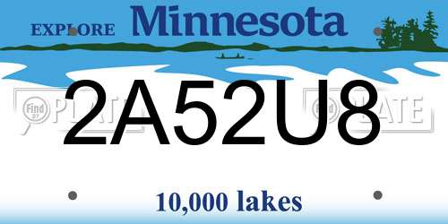 2A52U8 Minnesota License Plate