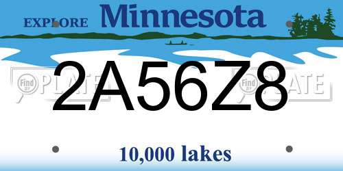 2A56Z8 Minnesota License Plate