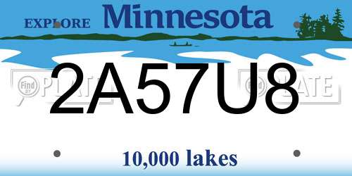 2A57U8 Minnesota License Plate