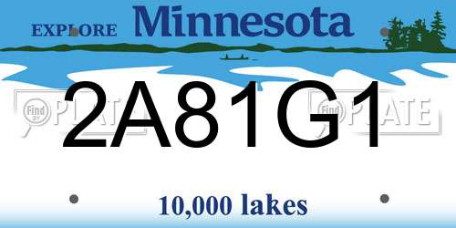 2A81G1 Minnesota License Plate
