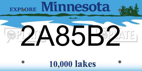 2A85B2 Minnesota License Plate