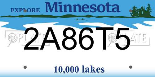 2A86T5 Minnesota License Plate