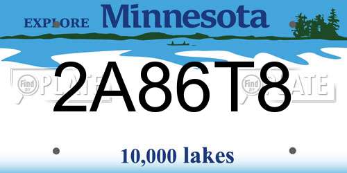 2A86T8 Minnesota License Plate