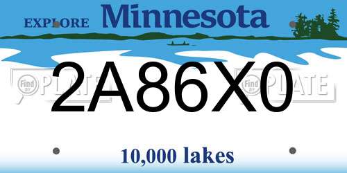 2A86X0 Minnesota License Plate
