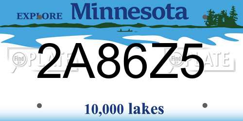 2A86Z5 Minnesota License Plate