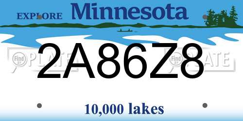 2A86Z8 Minnesota License Plate