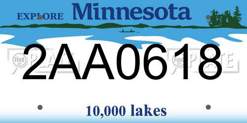 2AA0618 Minnesota License Plate
