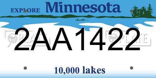 2AA1422 Minnesota License Plate