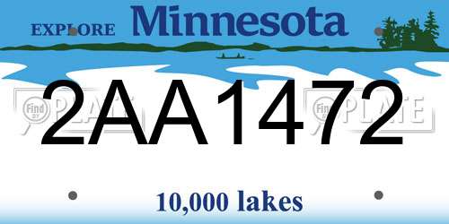 2AA1472 Minnesota License Plate