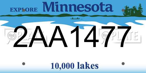 2AA1477 Minnesota License Plate