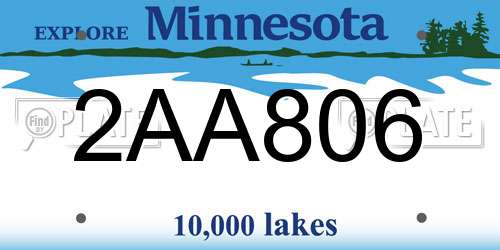 2AA806 Minnesota License Plate