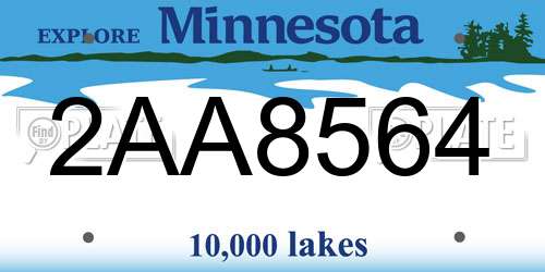 2AA8564 Minnesota License Plate