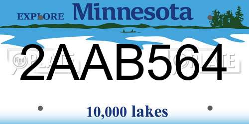 2AAB564 Minnesota License Plate