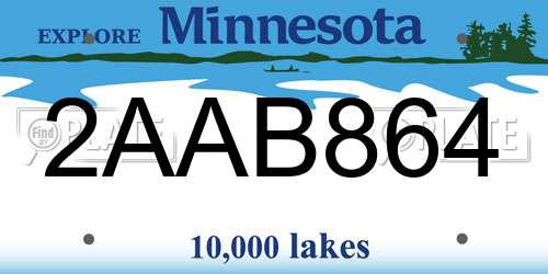 2AAB864 Minnesota License Plate