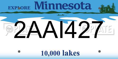 2AAI427 Minnesota License Plate