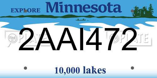 2AAI472 Minnesota License Plate
