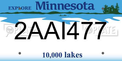 2AAI477 Minnesota License Plate